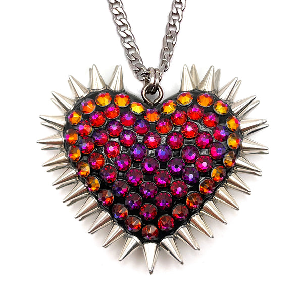 Classic Spiked & Paved Heart Necklace | Volcano